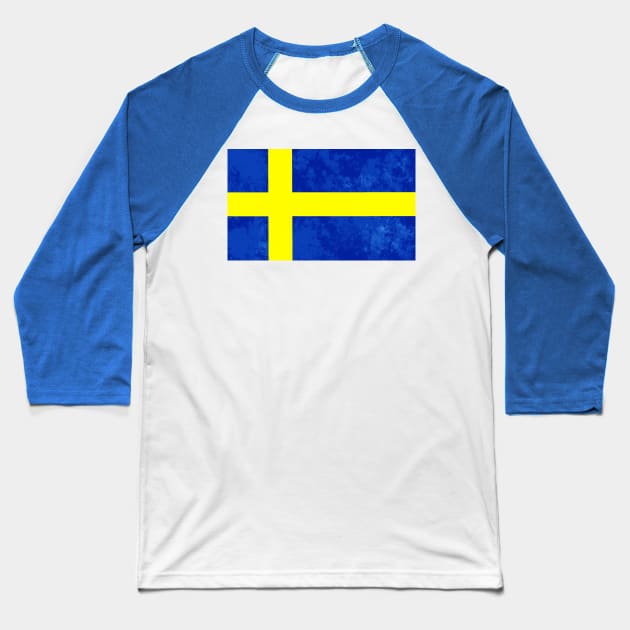 Swedish Flag Baseball T-Shirt by TeeCupDesigns